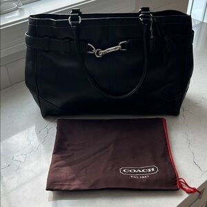 Coach Black Leather Vintage Hampton’s Satchel with Silver Horsebit Accent